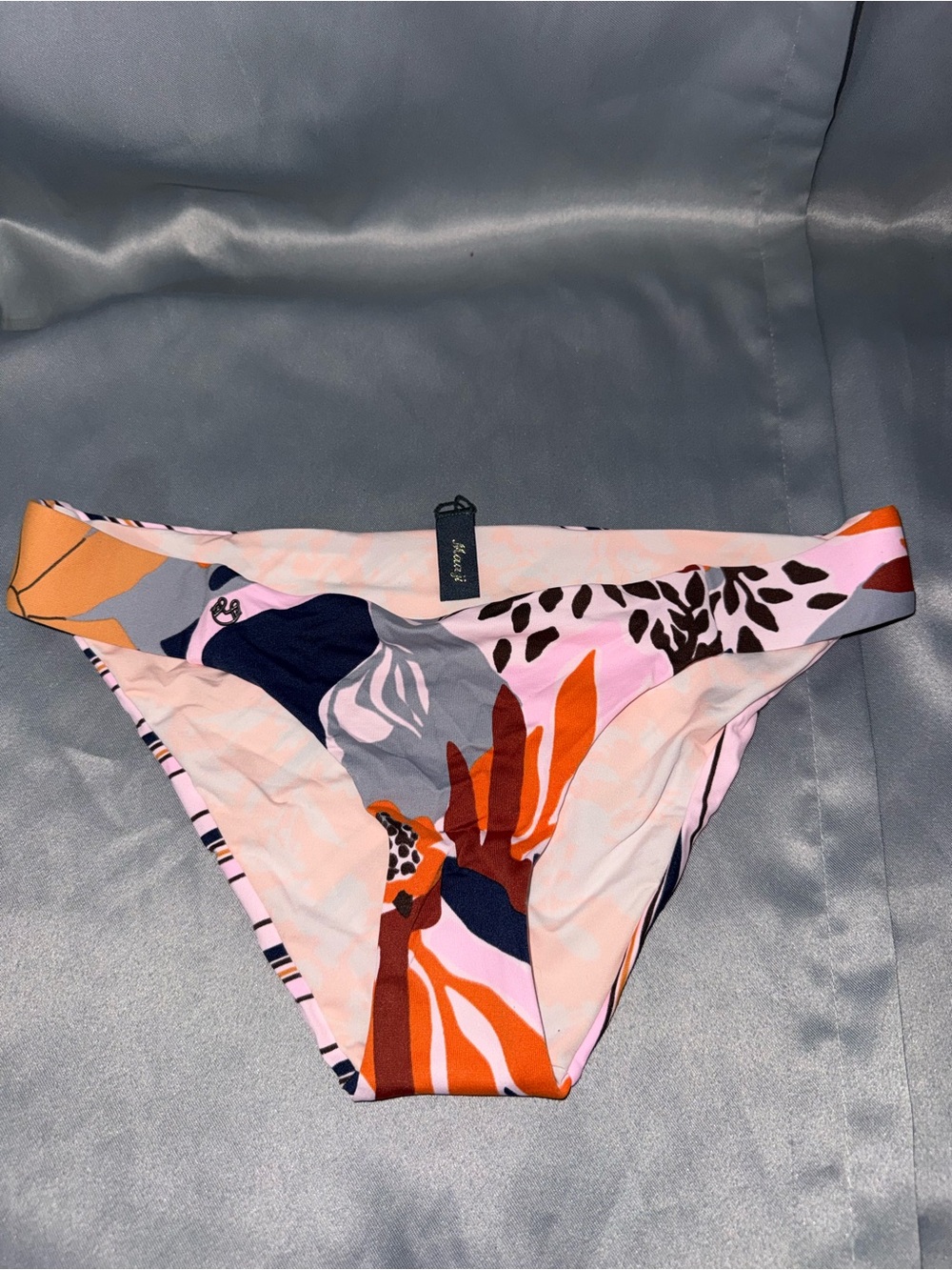 Maaji Abstract Floral Bikini Bottoms - Pink, Orange, Navy